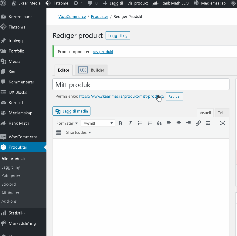 Product variants with color choices in WooCommerce 5 farger ferdig produktside